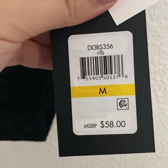 NWT- DKNY-Adjustable string Bikini bottoms- black- ribbed- Size medium - Picture 4 of 8